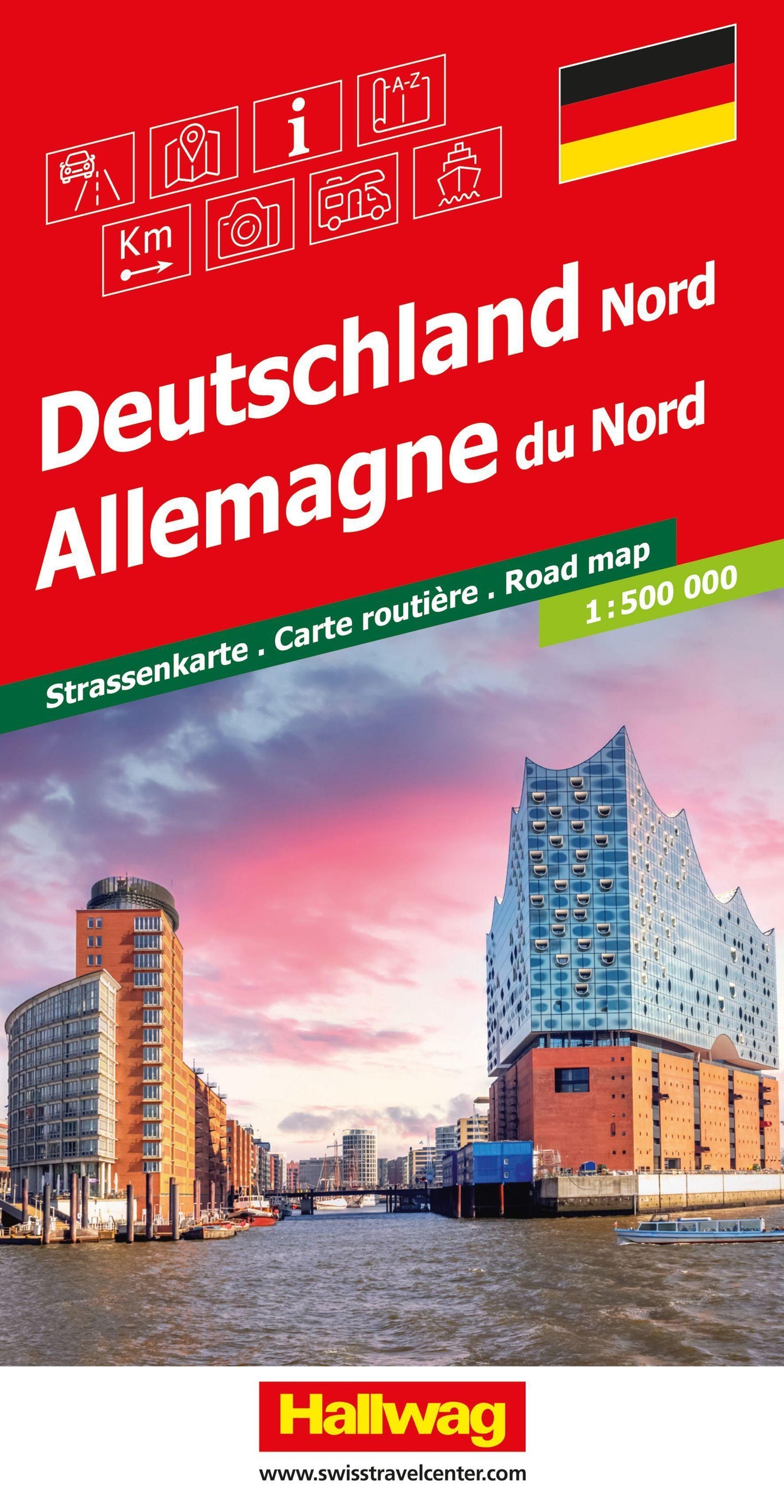 Hallwag Strassenkarte Deutschland Nord 1:500.000