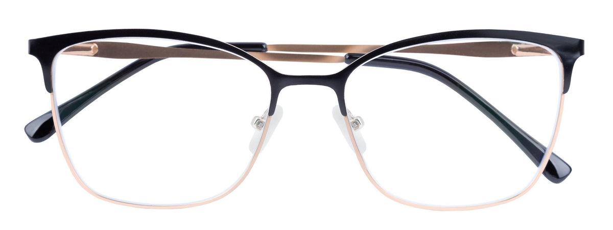 Lesebrille MIA, schwarz-gold, +2.50 dpt mit Etui