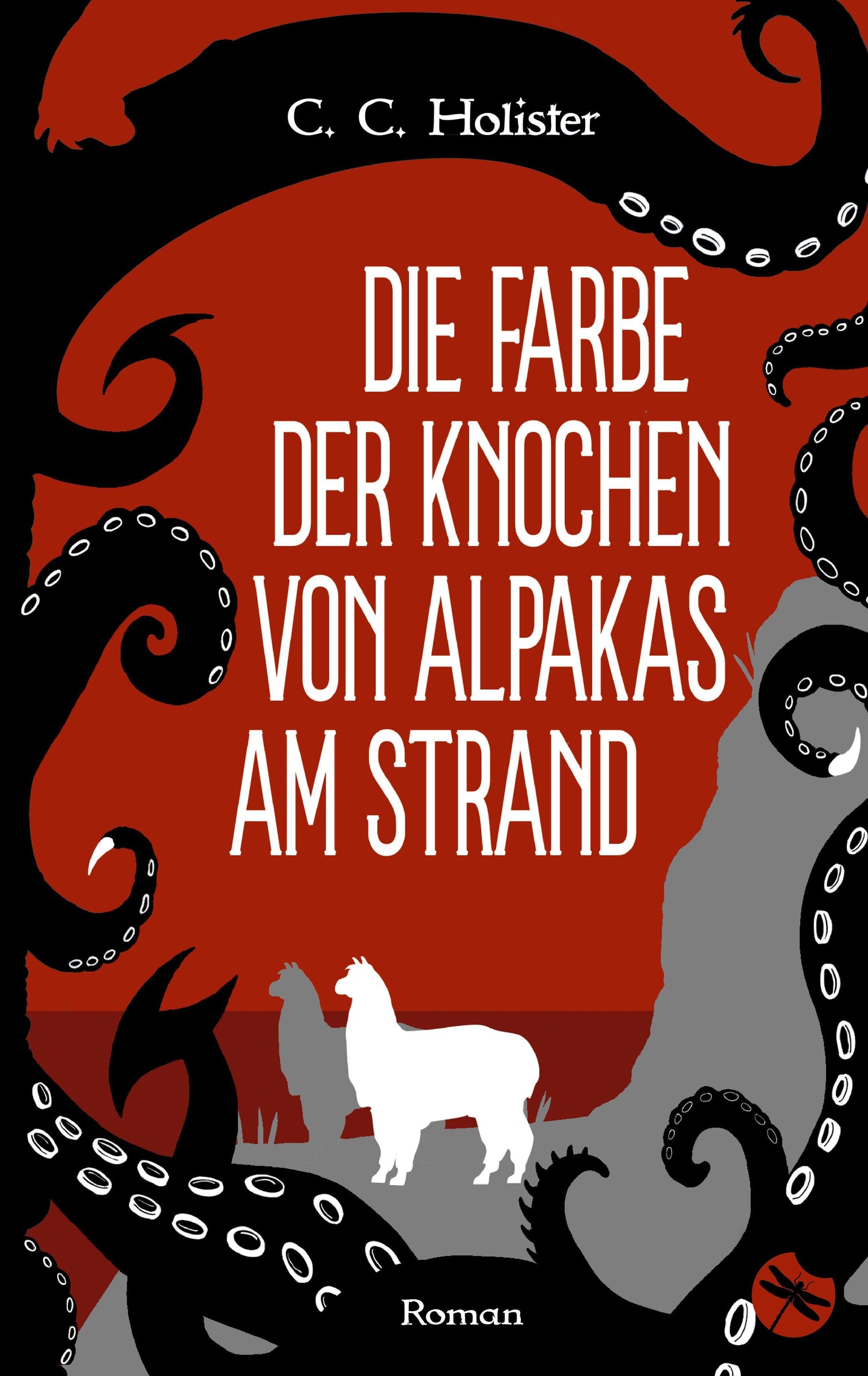 Die Farbe der Knochen von Alpakas am Strand