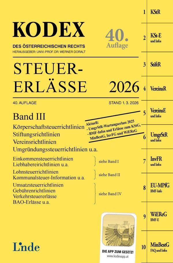 KODEX Steuer-Erlässe 2026, Band III