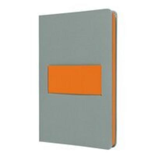 Notizbuch Linescape A5 kariert hellgrau/neon-orange