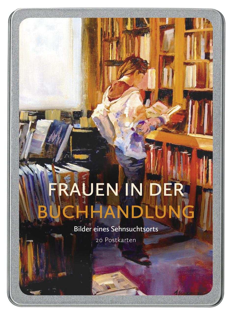 Buchcover: Frauen in der Buchhandlung Postkarten VE 20