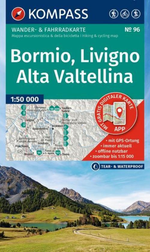KOMPASS Wanderkarte 96 Bormio, Livigno, Alta Valtellina 1:50.000