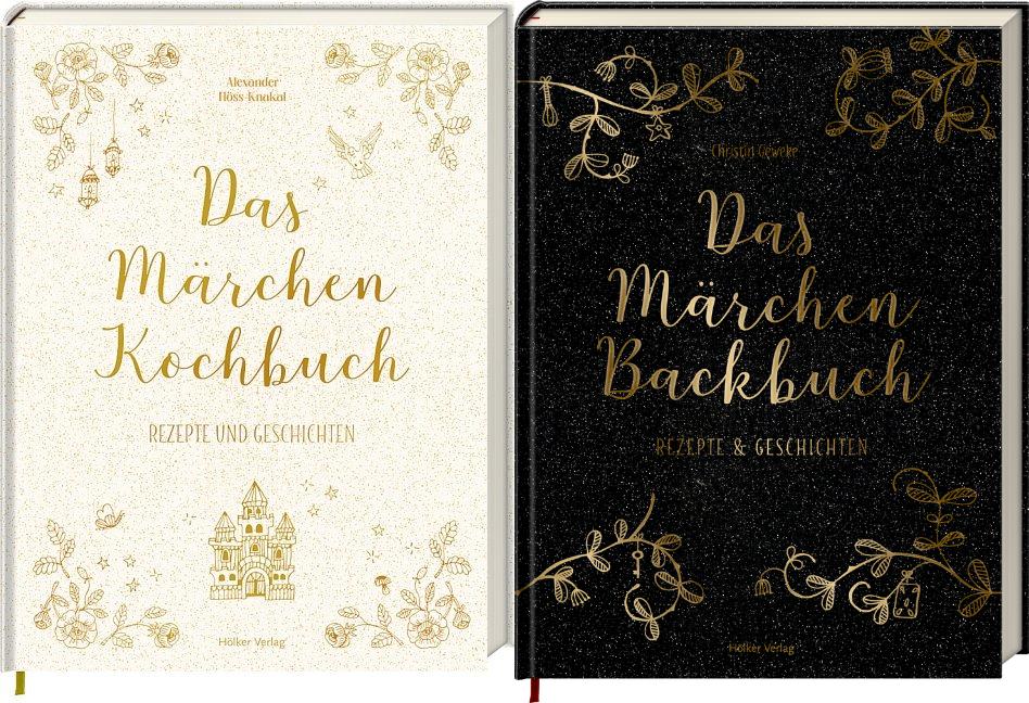 Märchen-Kochbuch und Märchen-Backbuch im Set + 1 exklusives Postkartenset