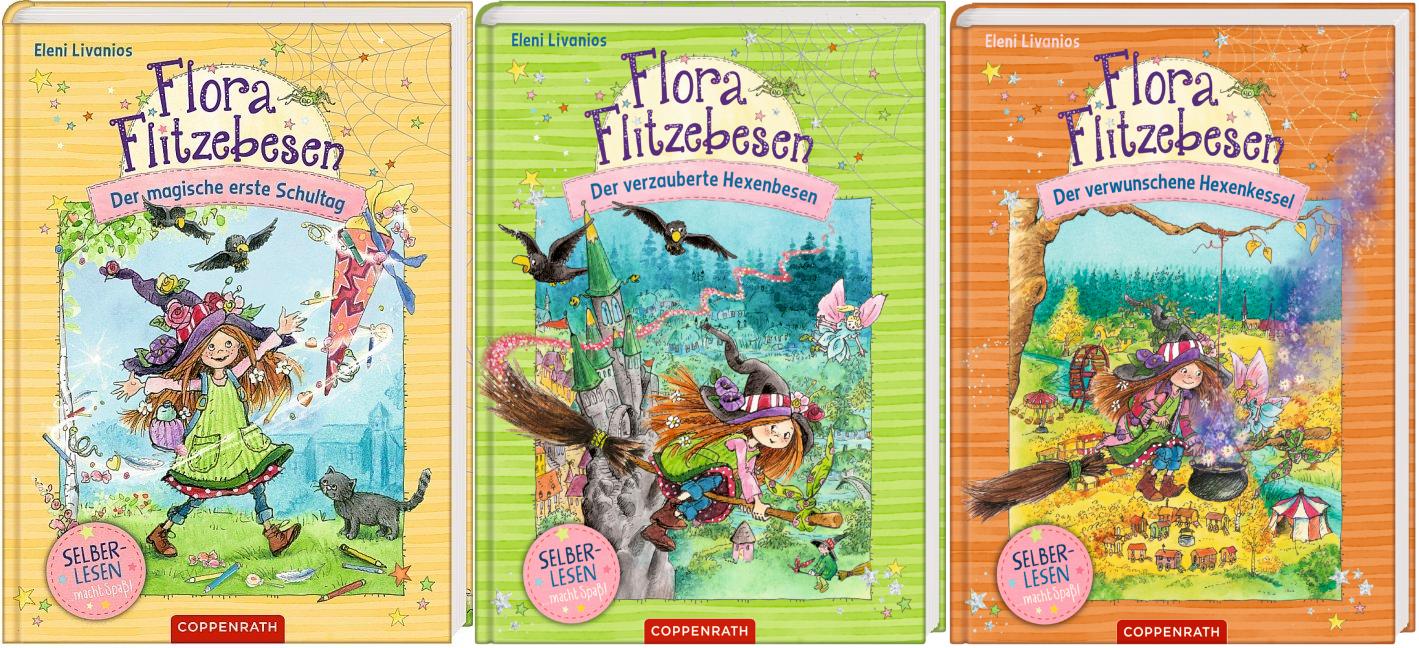 Flora Flitzebesen für Leseanfänger Band 1-3 plus1 exklusives Postkartenset