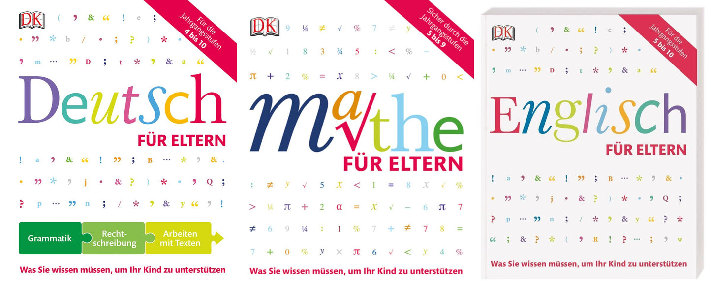 Deutsch / Mathe /Englisch - Lernhilfen für Eltern + 1 exklusives Postkartenset