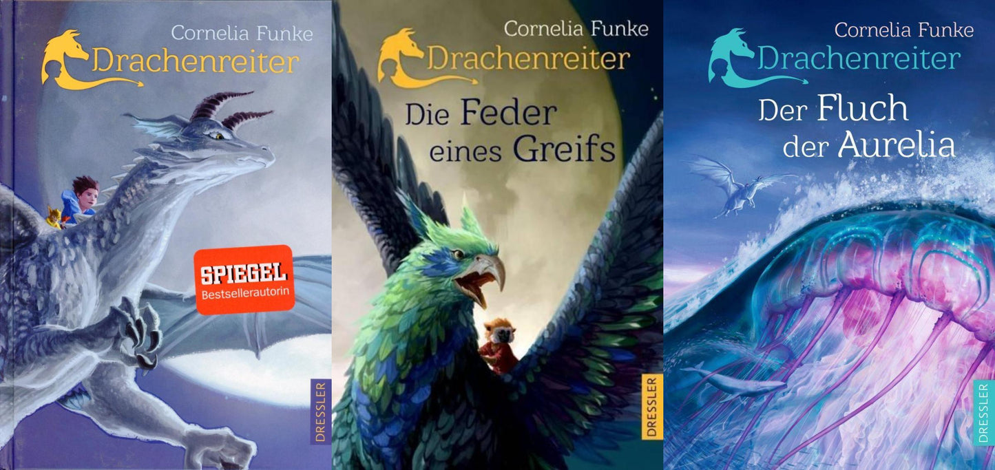 Drachenreiter Band 1-3 von Cornelia Funke + 1 exklusives Postkartenset