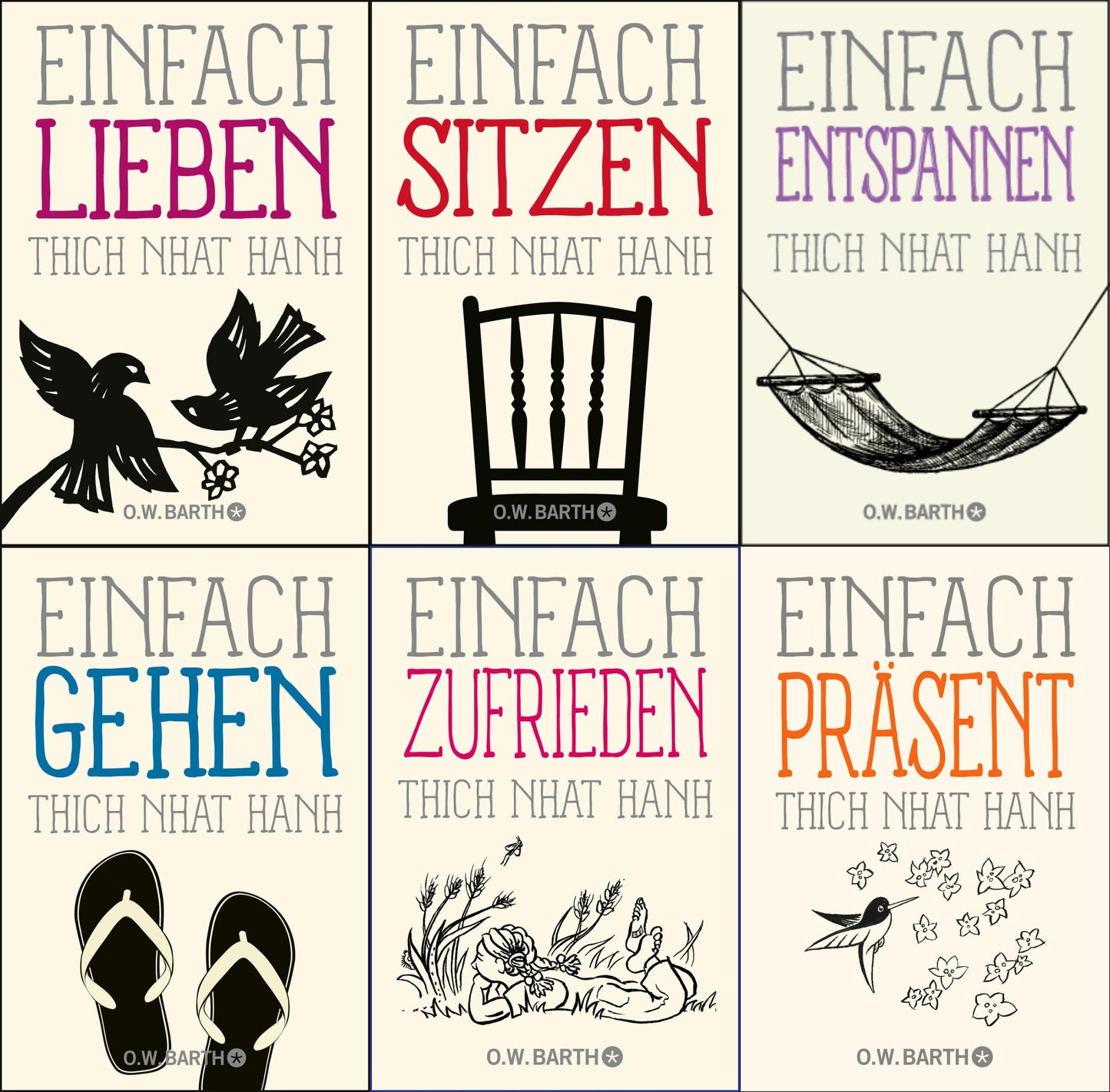 Basics der Achtsamkeit vom großen Zen-Meister Thich Nhat Hanh - 6 Bände im Set + 1 exklusives Postkartenset