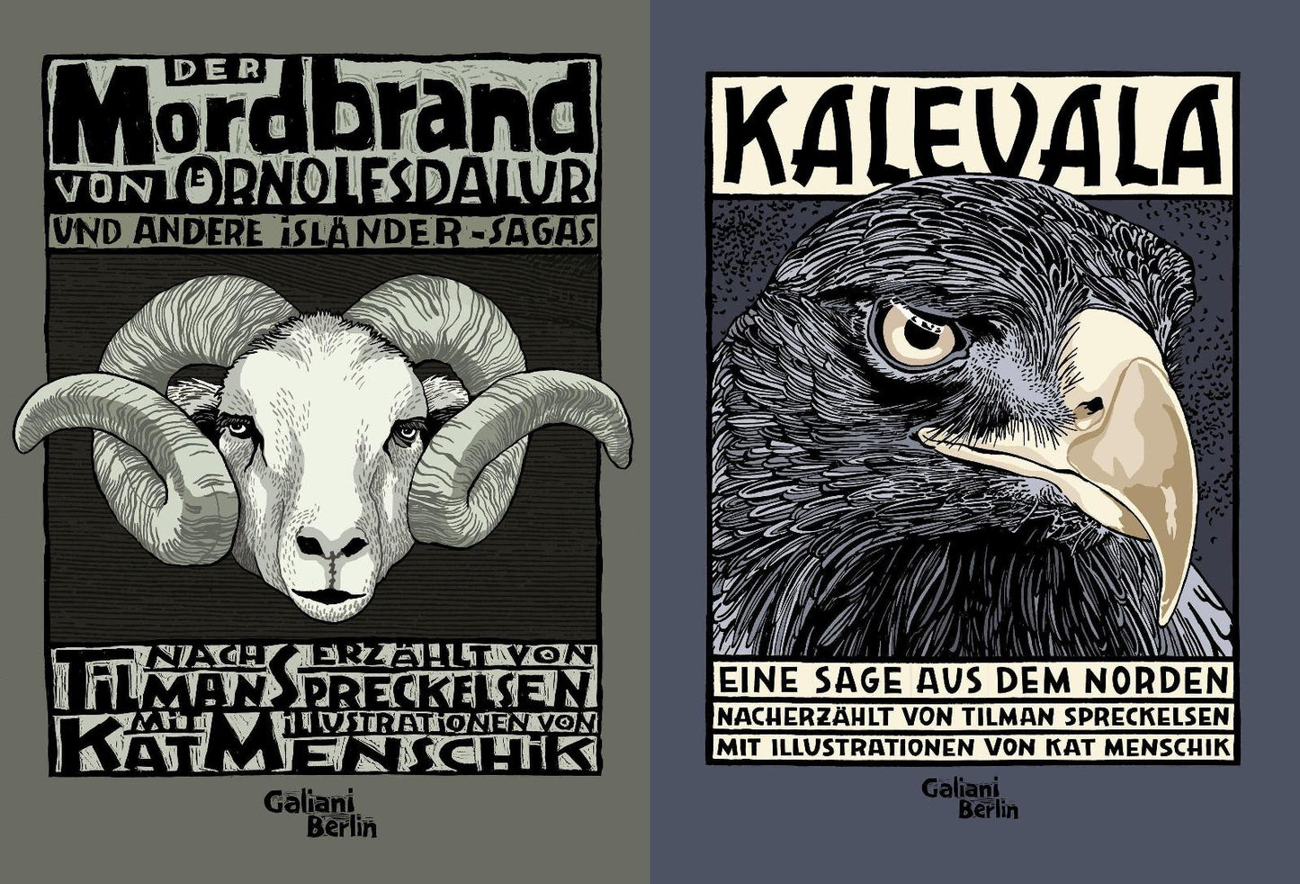2 nordische Sagen im Set illustriert von Kat Menschik + 1 exklusives Postkartenset