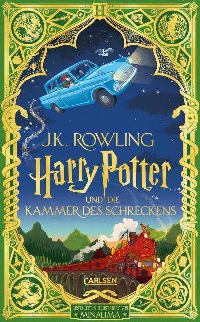 Die Kammer des Schreckens: farbig illustrierte Prachtausgabe mit Goldprägung von MinaLima + 1 original Harry Potter Button