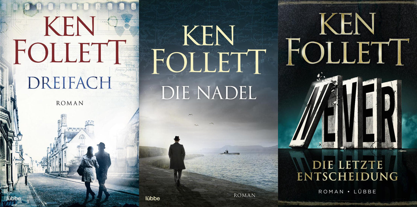 Dreifach/Die Nadel/Never - 3 spannende Romane von Ken Follett + 1 exklusives Postkartenset