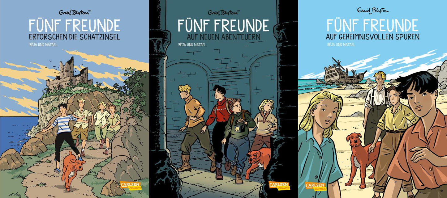 Die Fünf Freunde in Comicausgabe Band 1-3 plus 1 exklusives Postkartenset