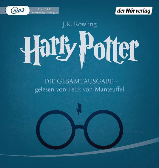 Harry Potter Hörbuch-Gesamtausgabe gelesen von Felix von Manteuffel + 1 original Harry Potter Button
