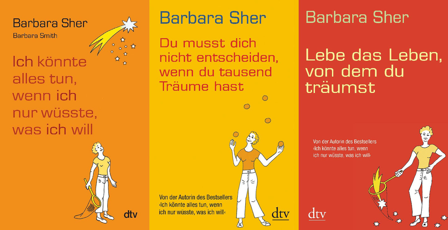 3 Titel von Barbara Sher im Set + 1 exklusives Postkartenset