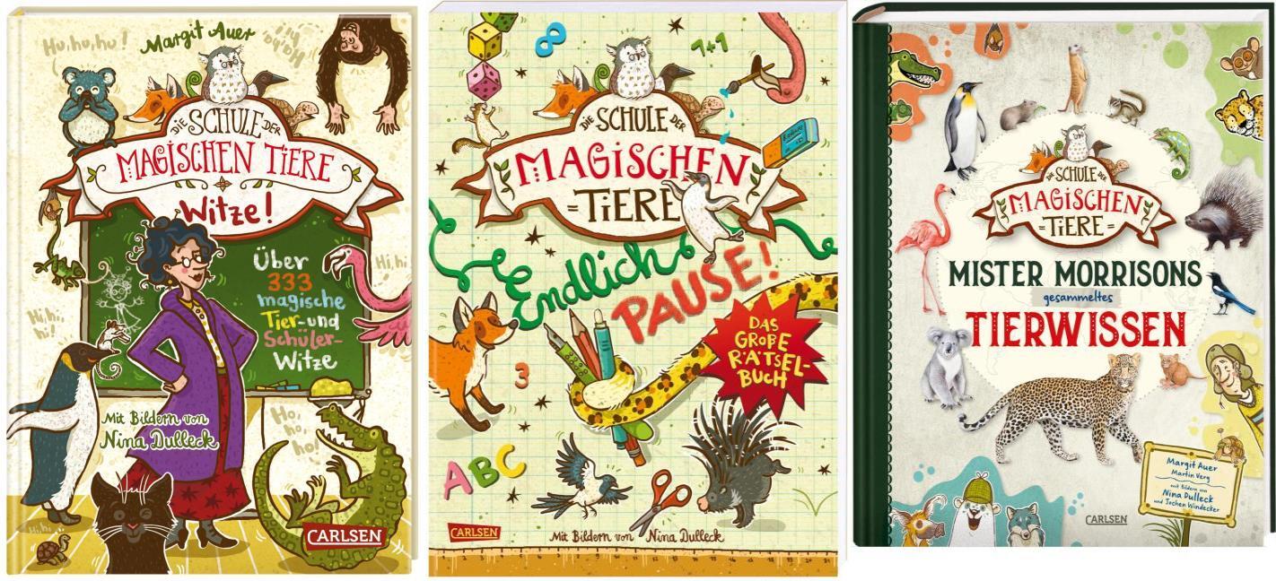 Schule der magischen Tiere: Witzebuch + Rätselbuch + Mister Morrisons Tierwissen im Set + 1 exklusives Postkartenset