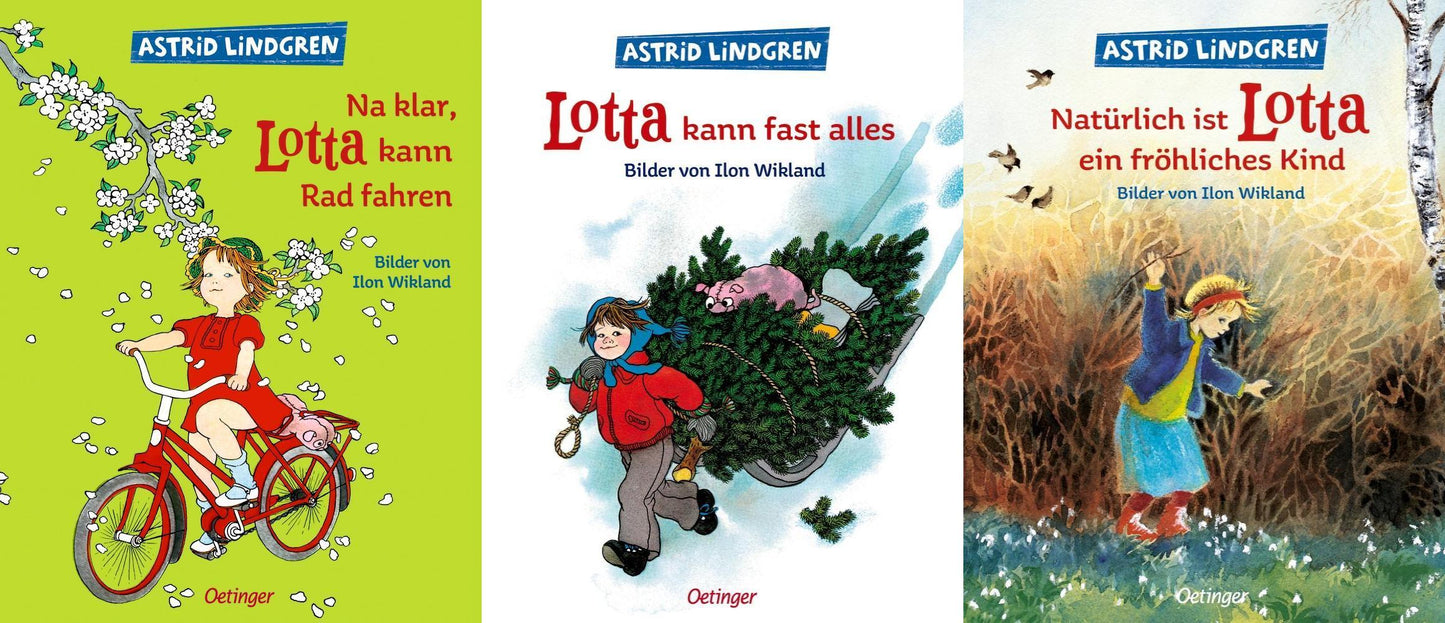 3 schöne Lotta-Geschichten-Bücher von Astrid Lindgren + 1 exklusives Postkartenset