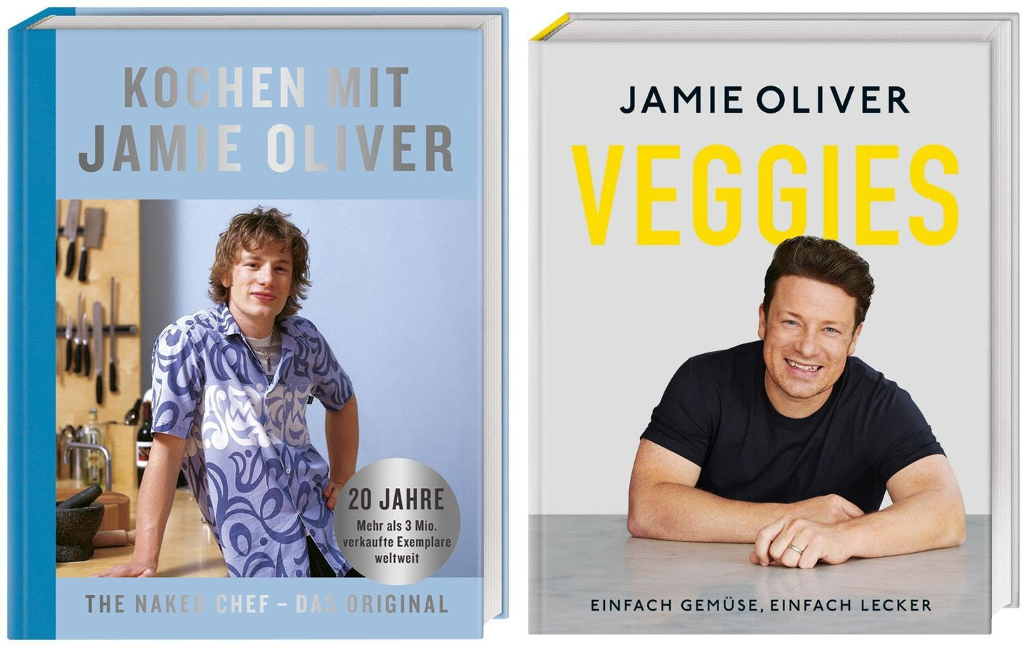 Zwei Bücher von Jamie Oliver im Set + 1 exklusives Postkartenset