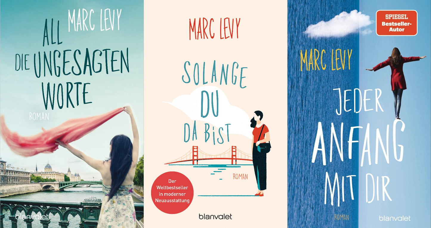 3 schöne Romane von Marc Levy im Set + 1 exklusives Postkartenset