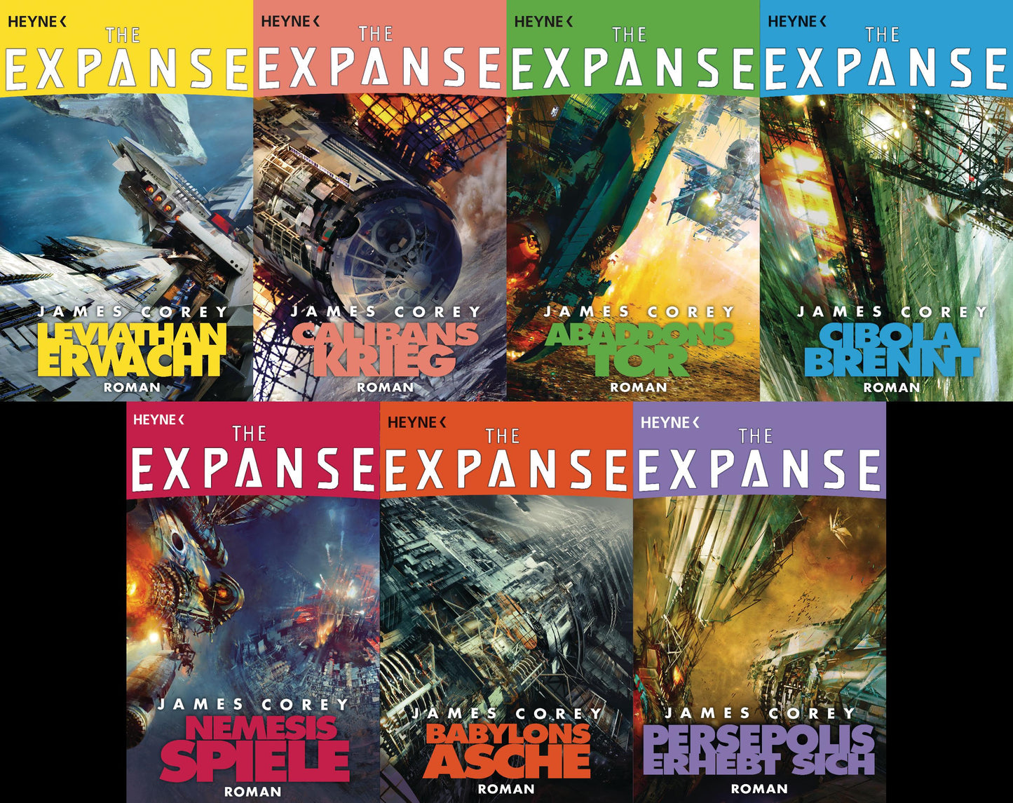 James Corey Expanse Reihe Band 1-7 + 1 exklusives Postkartenset