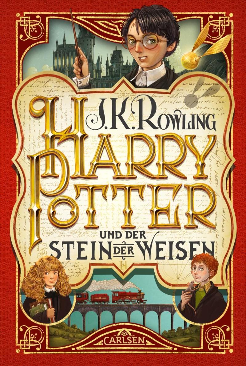 Carlsen Verlag Harry Potter und der Stein der Weisen (1. Band, Gebundene Ausgabe) + 1x original Harry Potter Button