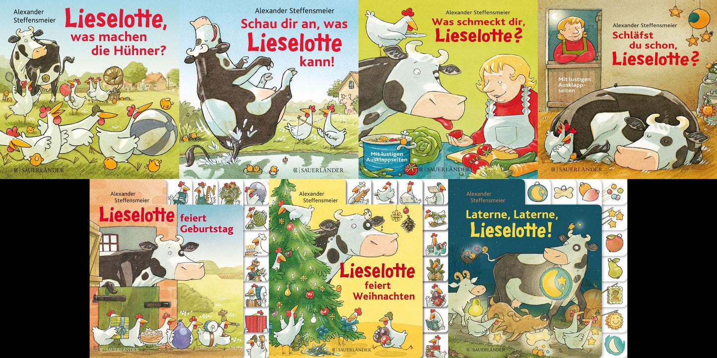 7 schöne Geschichtenbücher der Kuh Lieselotte + 1 exklusives Postkartenset