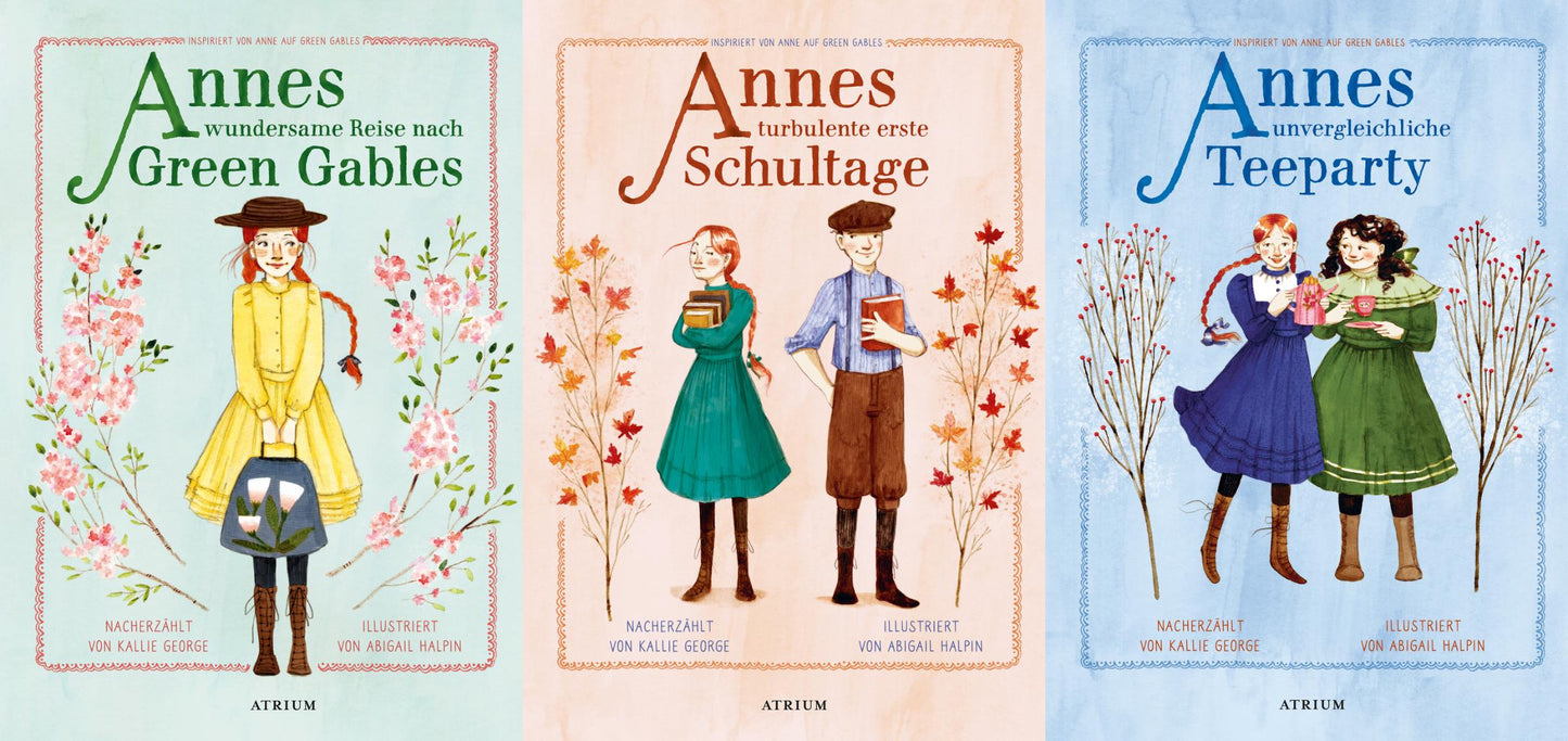 Die Anne auf Green Gables-Reihe Band 1-3 plus 1 exklusives Postkartenset