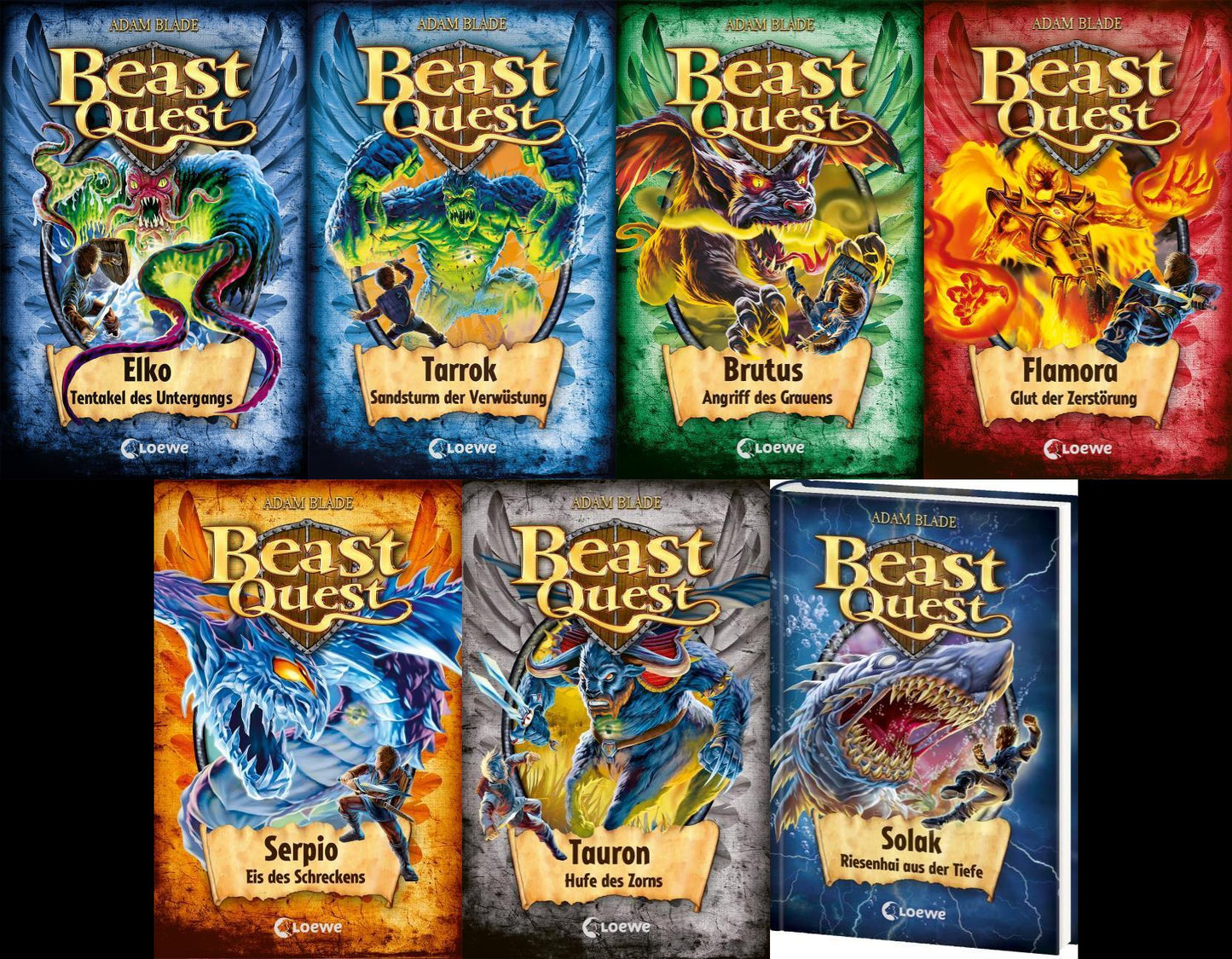 Beast Quest Band 61-65 plus 1 exklusives Postkartenset