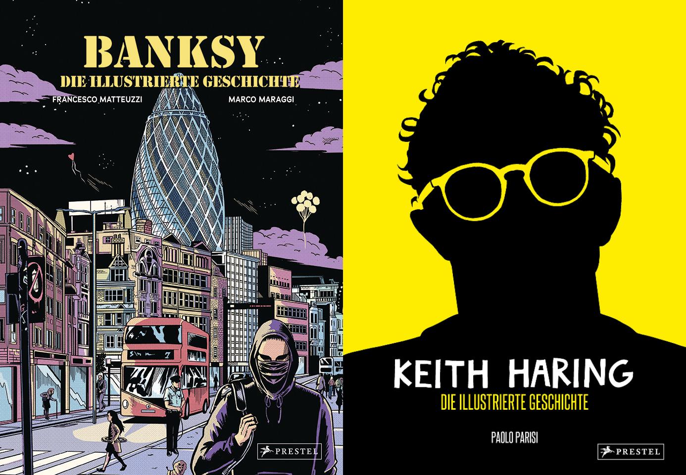 Die illustrierte Geschichte: Banksy + Keith Haring im Set + 1 exklusives Postkartenset